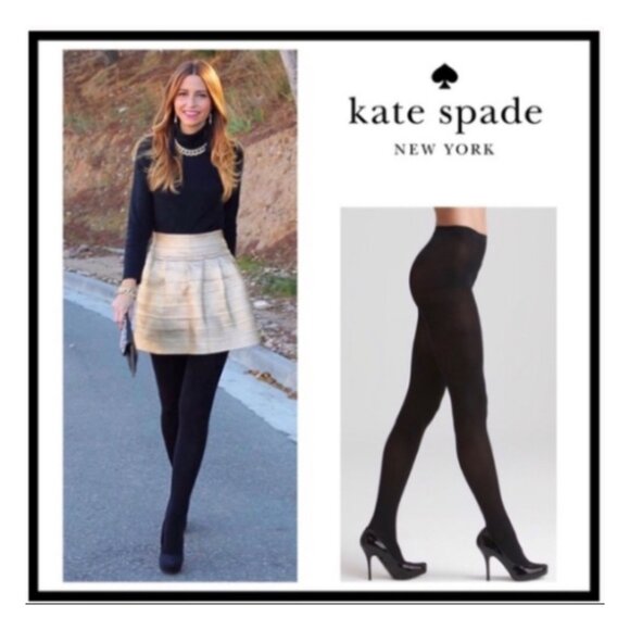 KATE SPADE Opaque Black High Rise Tights Pantyhose Box of 4 Pairs NWT XL